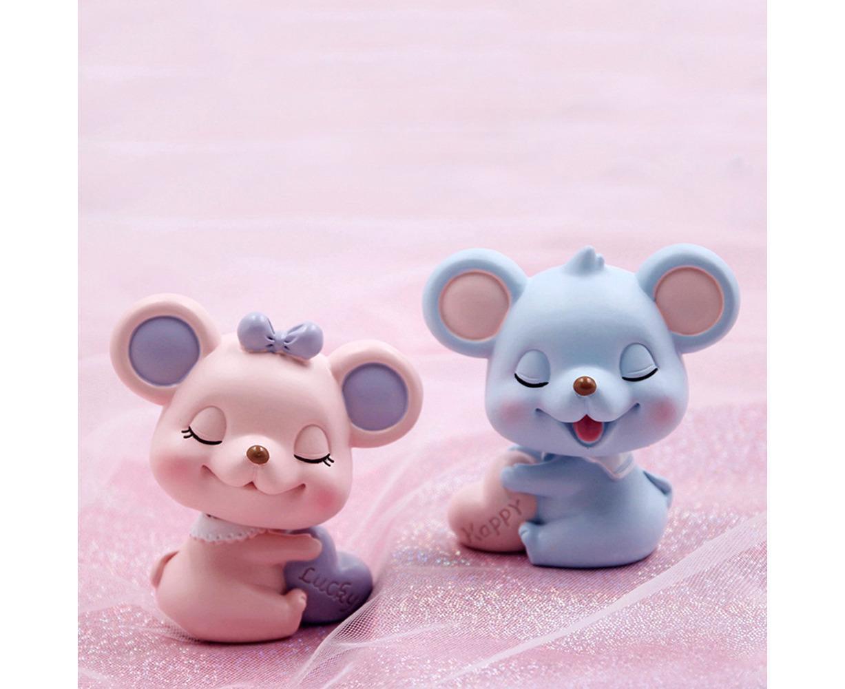 Resin Cartoon Nodding Mouse Car Dashboard Bedside Ornament 2020 New Year Gift-Blue V1263-JX-657