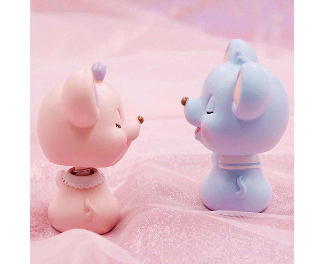 Resin Cartoon Nodding Mouse Car Dashboard Bedside Ornament 2020 New Year Gift-Blue V1263-JX-657