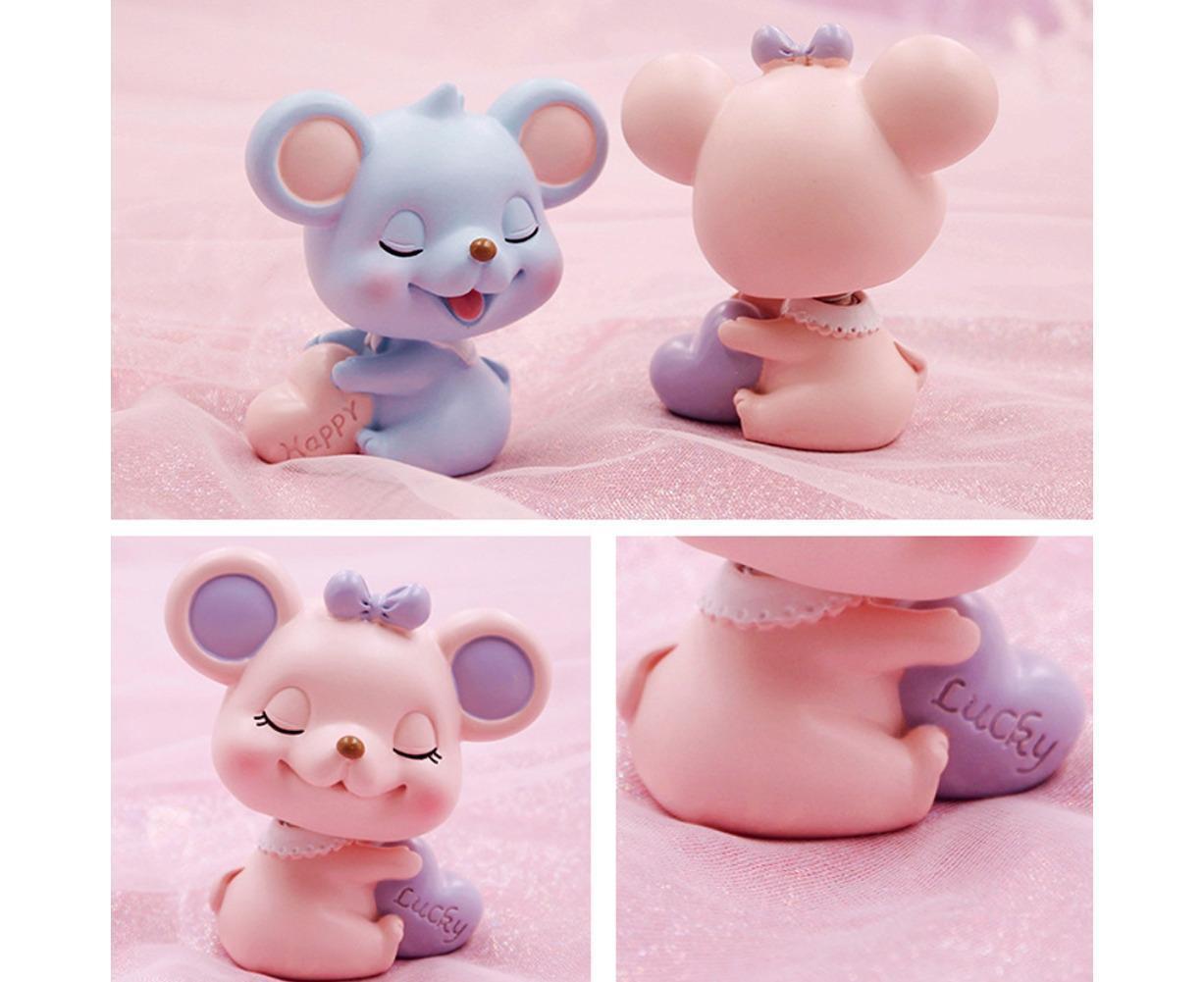 Resin Cartoon Nodding Mouse Car Dashboard Bedside Ornament 2020 New Year Gift-Blue V1263-JX-657