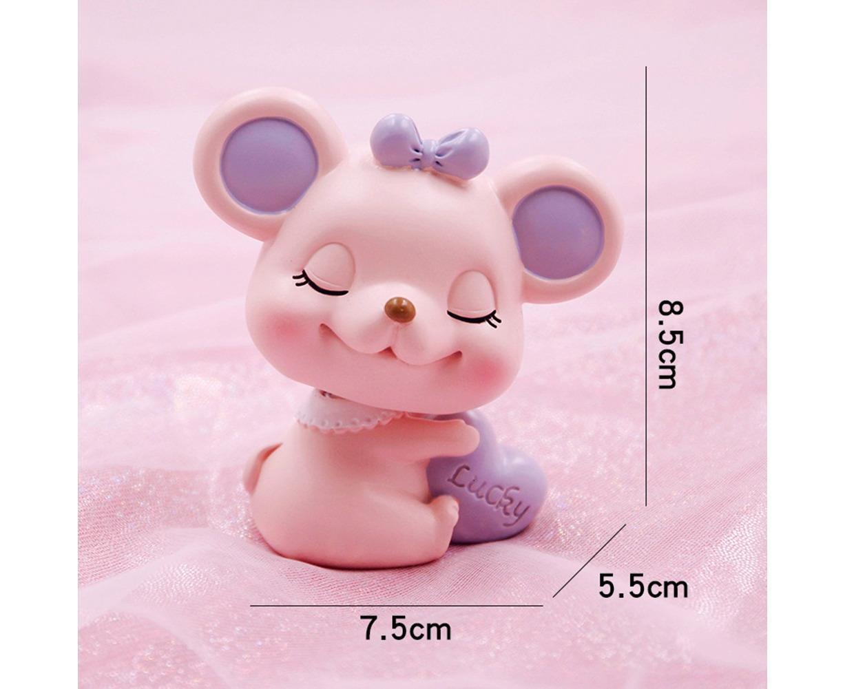 Resin Cartoon Nodding Mouse Car Dashboard Bedside Ornament 2020 New Year Gift-Blue V1263-JX-657