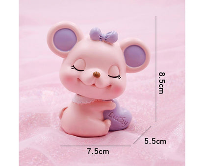 Resin Cartoon Nodding Mouse Car Dashboard Bedside Ornament 2020 New Year Gift-Blue V1263-JX-657