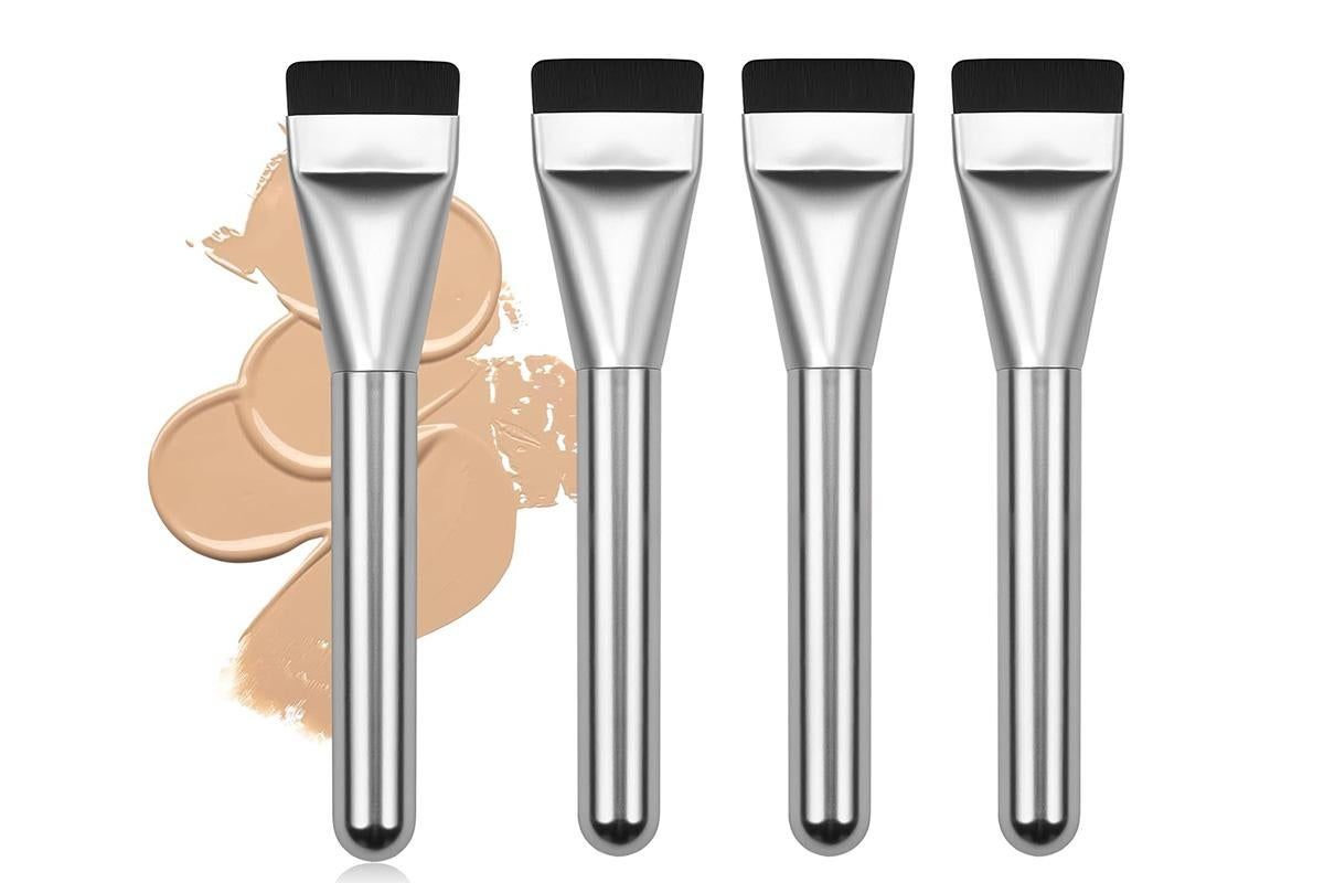 4 Pack Flat Foundation Brush Straight Head Makeup Brush for Liquid Foundation Face Mask V1263-JX-6572