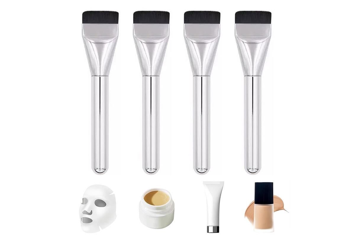 4 Pack Flat Foundation Brush Straight Head Makeup Brush for Liquid Foundation Face Mask V1263-JX-6572