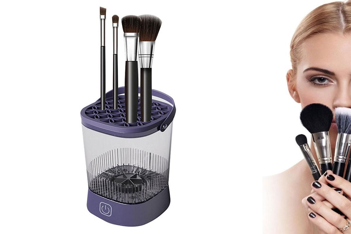 Water-Resistant Electric Makeup Brush Cleaner Automatic Brush Cleaner Dryer Tool -Purple V1263-JX-6577-1