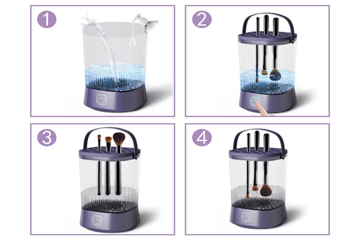 Water-Resistant Electric Makeup Brush Cleaner Automatic Brush Cleaner Dryer Tool -Purple V1263-JX-6577-1