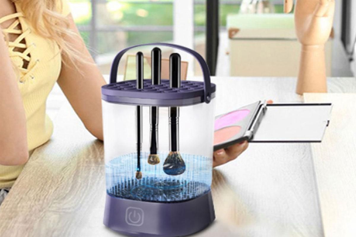 Water-Resistant Electric Makeup Brush Cleaner Automatic Brush Cleaner Dryer Tool -Purple V1263-JX-6577-1
