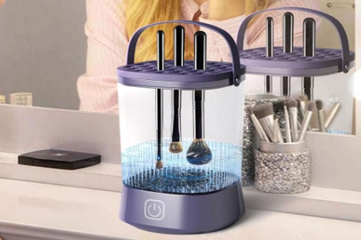Water-Resistant Electric Makeup Brush Cleaner Automatic Brush Cleaner Dryer Tool -Purple V1263-JX-6577-1