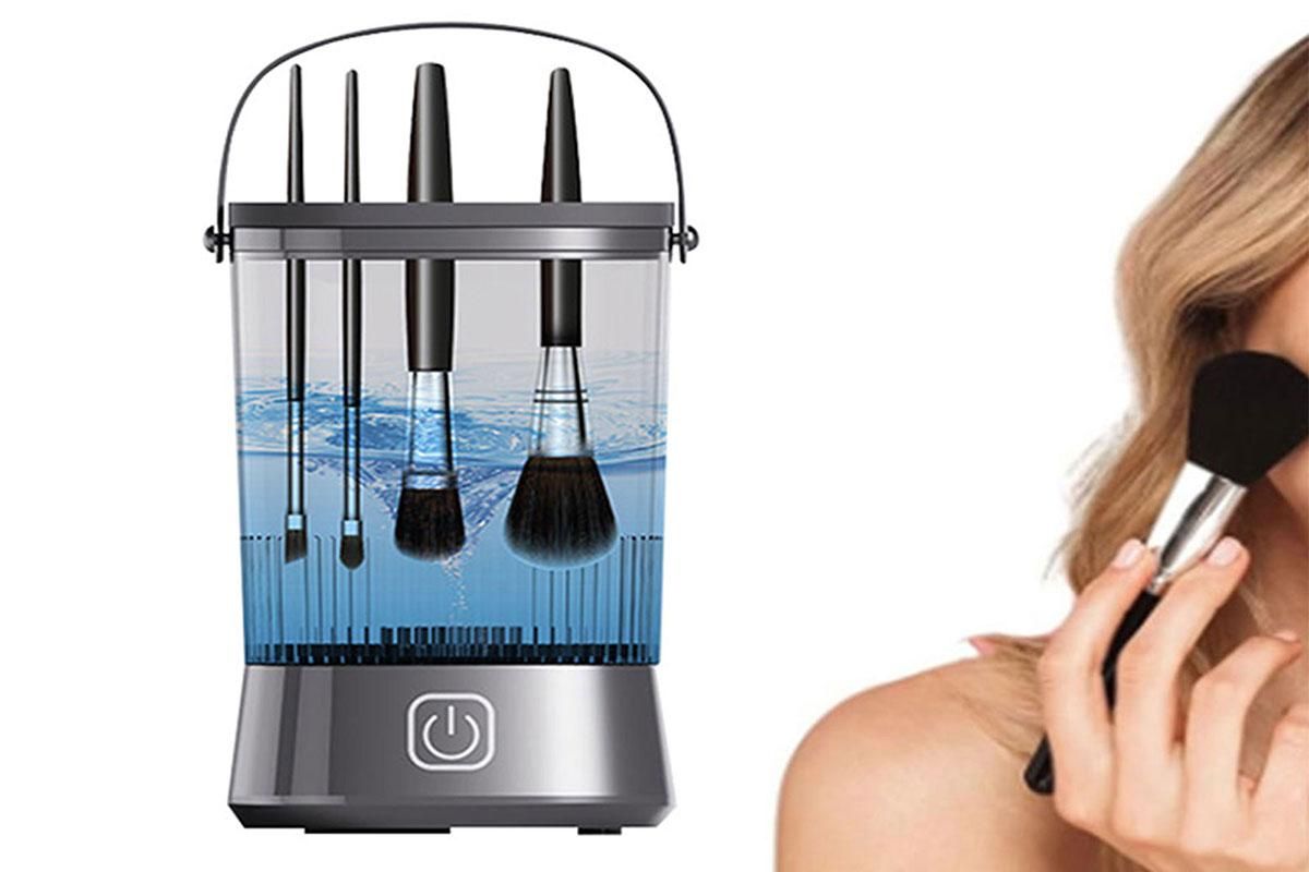 Water-Resistant Electric Makeup Brush Cleaner Automatic Brush Cleaner Dryer Tool -Black V1263-JX-6577-2