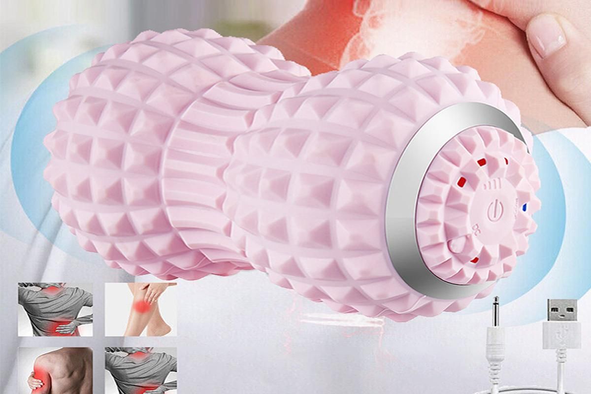 Vibrating Roller Massager Electric Massage Ball Back Foot Muscle Pain Relief -Light Pink V1263-JX-6580-1
