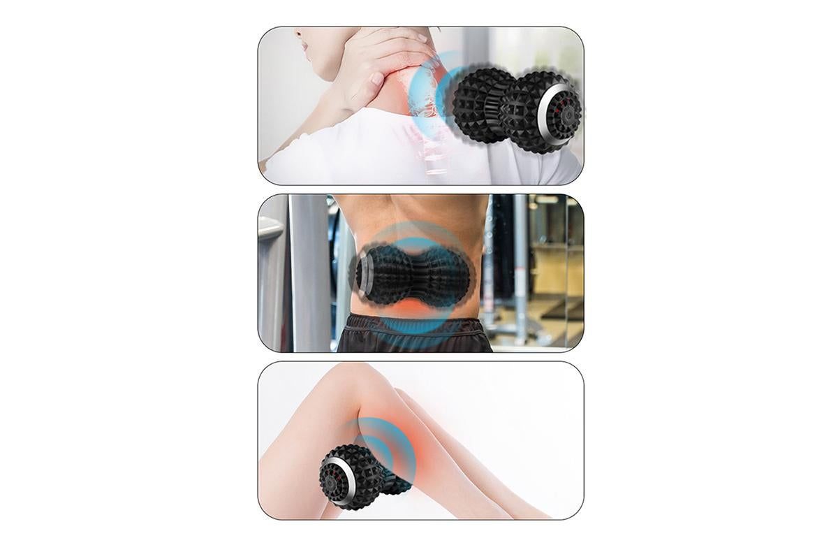 Vibrating Roller Massager Electric Massage Ball Back Foot Muscle Pain Relief -Black V1263-JX-6580-2