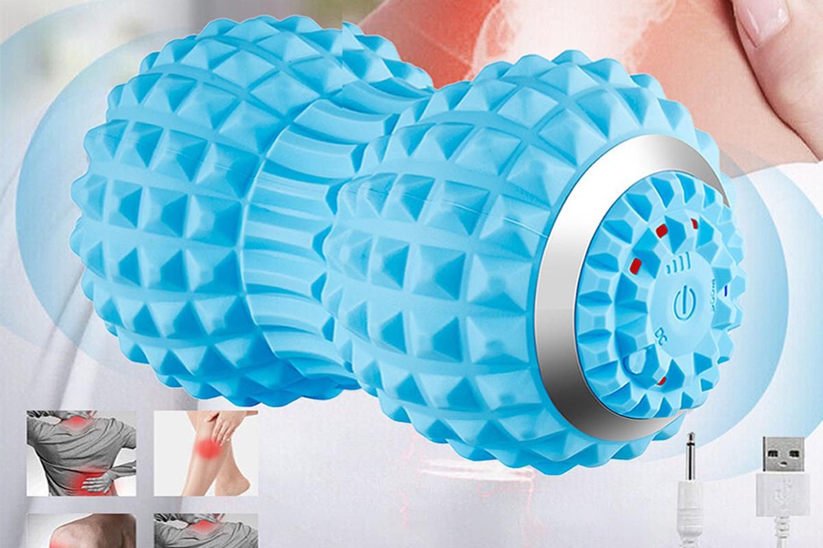 Vibrating Roller Massager Electric Massage Ball Back Foot Muscle Pain Relief -Light Blue V1263-JX-6580-3