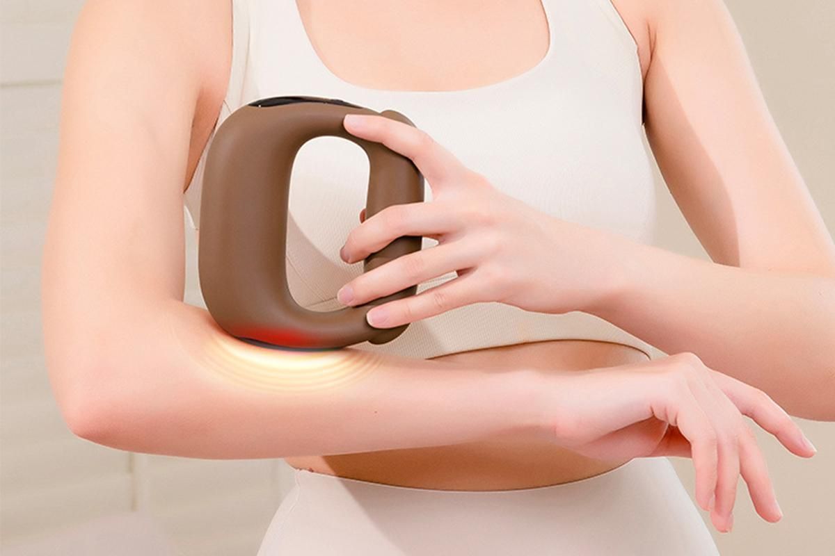 Deep Tissue Percussion Muscle Massage with Heat Adjustable Intensity and Speed Pain Relief - Brown V1263-JX-6585-2
