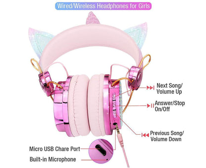 Wireless Headphones - Adjustable Headband - Bluetooth Over On-Ear Headset V1263-JX-66