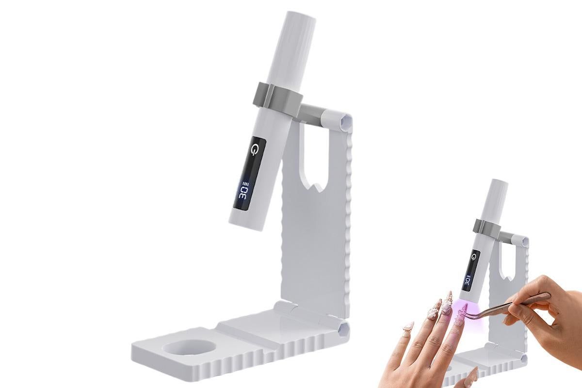 Portable Touch Nail Lamp - Cordless Mini LED Gel Curing UV Light with Timer - White V1263-JX-6601-1