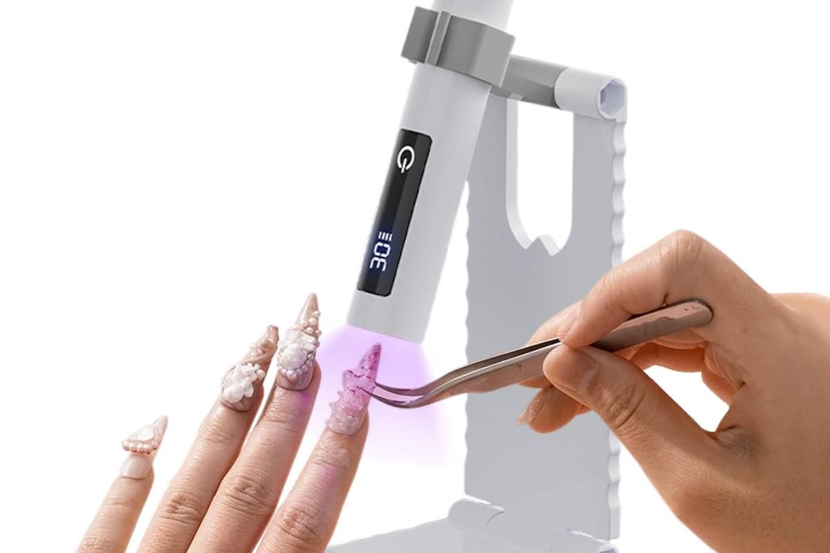 Portable Touch Nail Lamp - Cordless Mini LED Gel Curing UV Light with Timer - White V1263-JX-6601-1