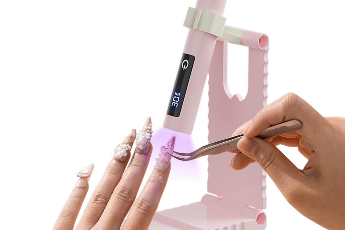 Portable Touch Nail Lamp - Cordless Mini LED Gel Curing UV Light with Timer - Pink V1263-JX-6601-2