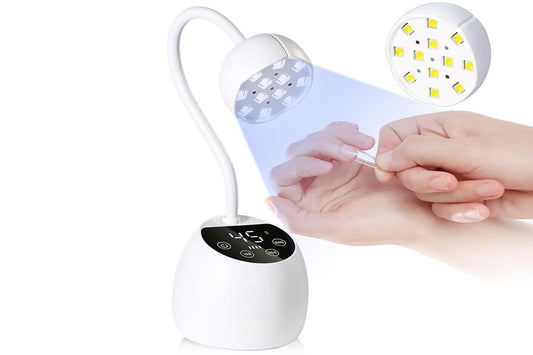 UV LED Nail Lamp Mini Cordless Gel Dryer With Adjustable Gooseneck For Gel Nails - White V1263-JX-6603-1