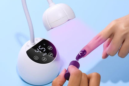 UV LED Nail Lamp Mini Cordless Gel Dryer With Adjustable Gooseneck For Gel Nails - White V1263-JX-6603-1