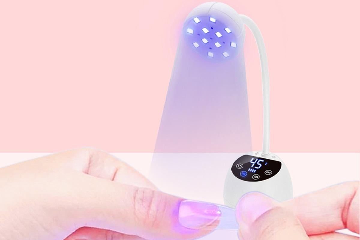 UV LED Nail Lamp Mini Cordless Gel Dryer With Adjustable Gooseneck For Gel Nails - White V1263-JX-6603-1