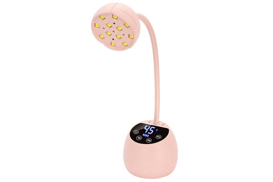 UV LED Nail Lamp Mini Cordless Gel Dryer With Adjustable Gooseneck For Gel Nails - Pink V1263-JX-6603-2