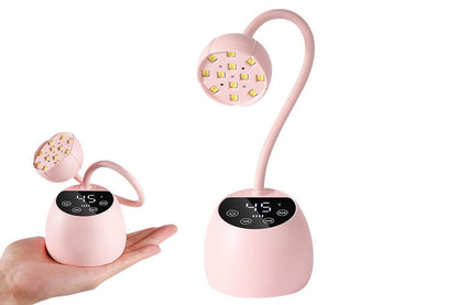 UV LED Nail Lamp Mini Cordless Gel Dryer With Adjustable Gooseneck For Gel Nails - Pink V1263-JX-6603-2