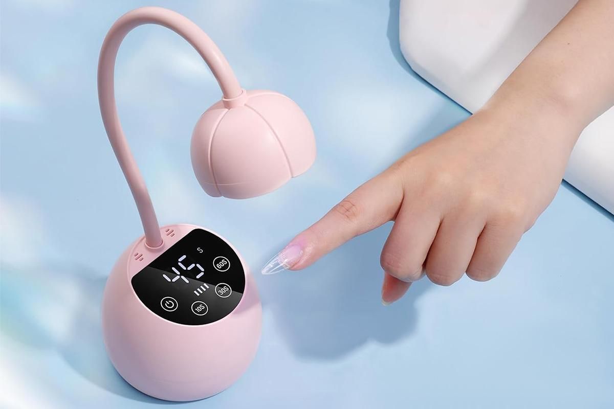 UV LED Nail Lamp Mini Cordless Gel Dryer With Adjustable Gooseneck For Gel Nails - Pink V1263-JX-6603-2
