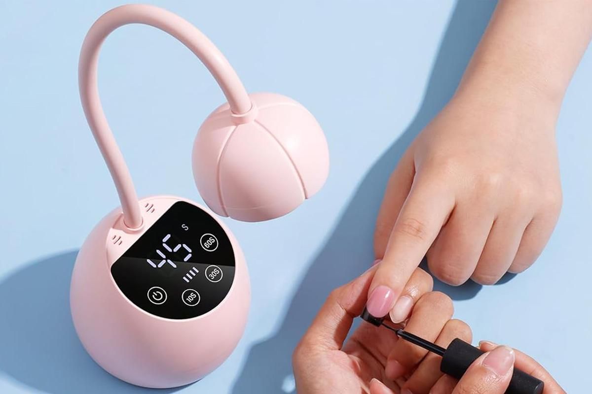 UV LED Nail Lamp Mini Cordless Gel Dryer With Adjustable Gooseneck For Gel Nails - Pink V1263-JX-6603-2