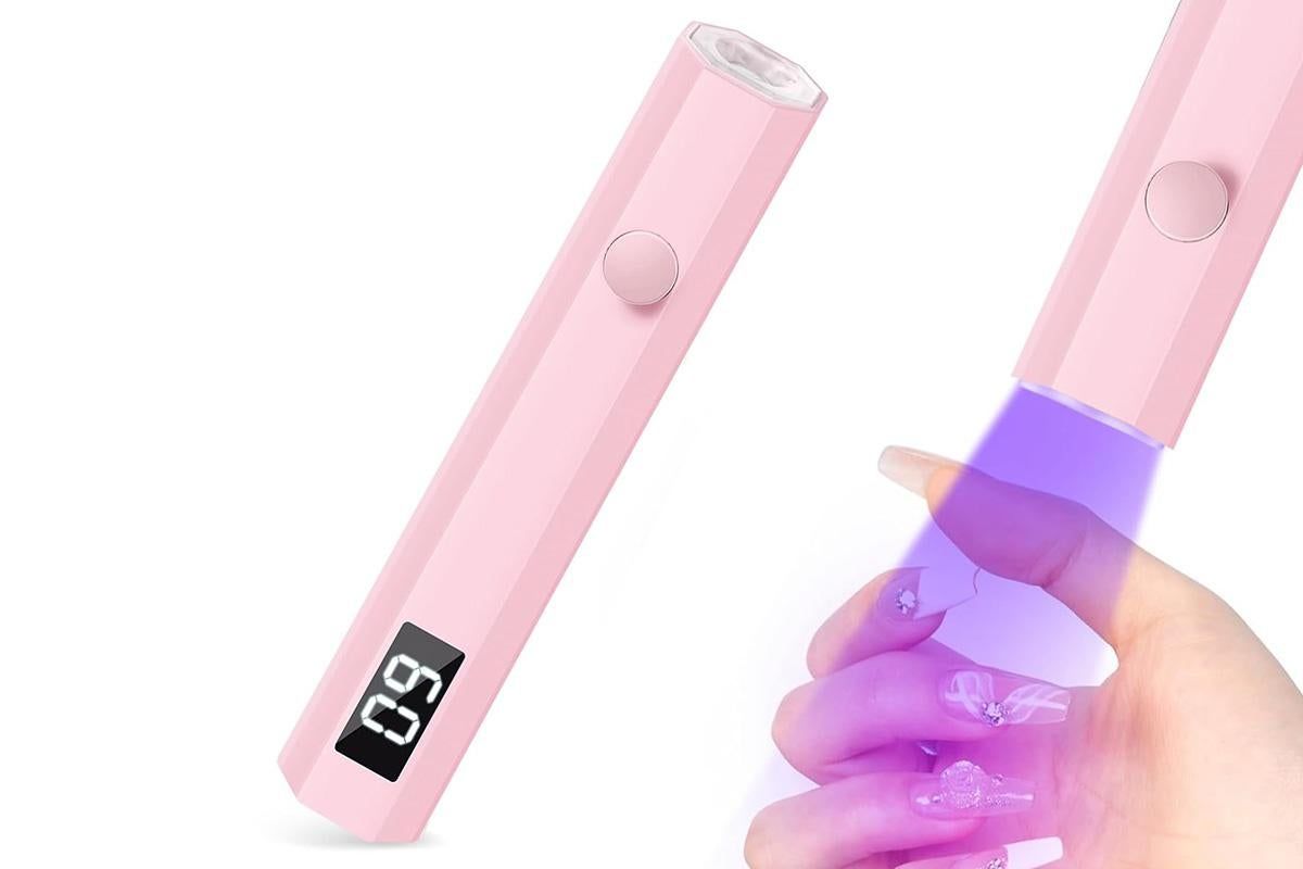 Handheld UV Nail Lamp Portable Gel Nail Dryer for Home Salon Use - Pink V1263-JX-6604-1