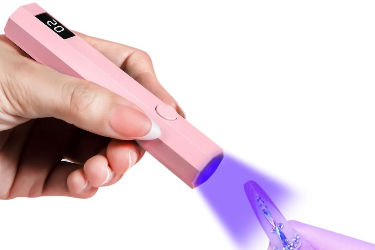 Handheld UV Nail Lamp Portable Gel Nail Dryer for Home Salon Use - Pink V1263-JX-6604-1