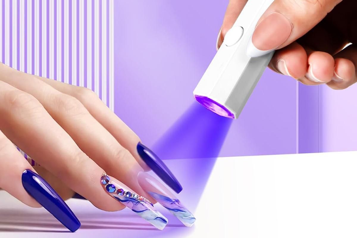 Handheld UV Nail Lamp Portable Gel Nail Dryer for Home Salon Use - White V1263-JX-6604-2