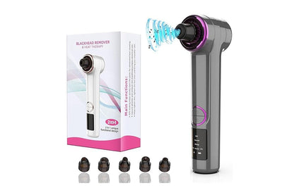 Blackhead Remover Pore Vacuum with Hot Compress 5 Probes for Women Men - Gray V1263-JX-6606-1
