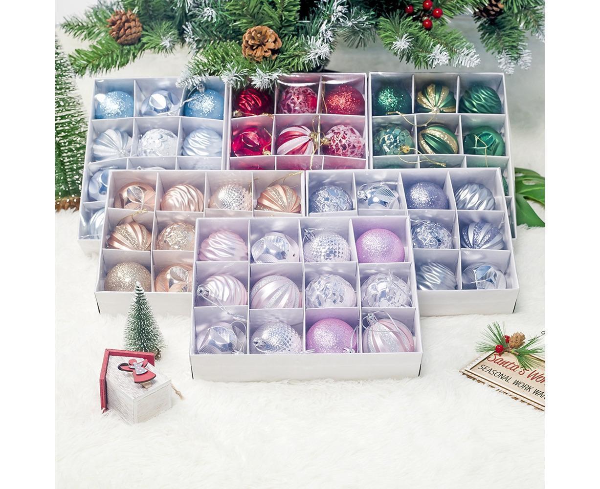 12Pcs 5.5cm Glitter Baubles Balls Christmas Tree Ornament Party Hanging Decor-Green V1263-JX-661