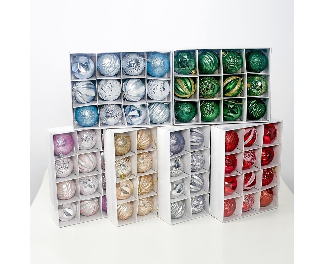 12Pcs 5.5cm Glitter Baubles Balls Christmas Tree Ornament Party Hanging Decor-Green V1263-JX-661