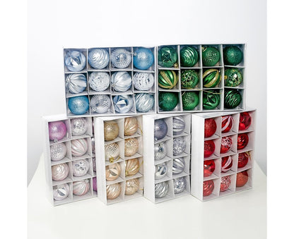 12Pcs 5.5cm Glitter Baubles Balls Christmas Tree Ornament Party Hanging Decor-Green V1263-JX-661