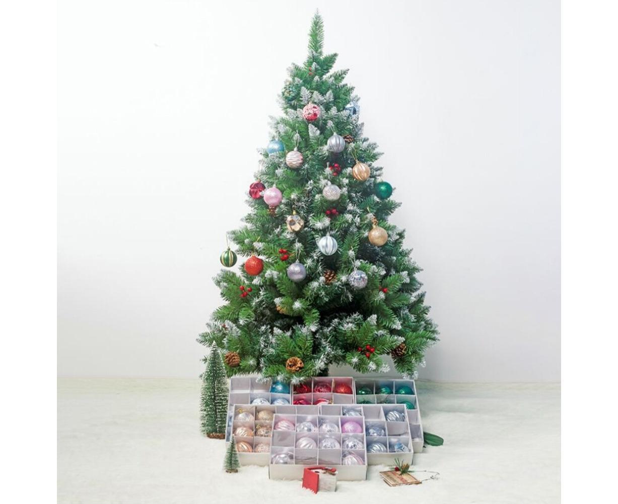 12Pcs 5.5cm Glitter Baubles Balls Christmas Tree Ornament Party Hanging Decor-Green V1263-JX-661