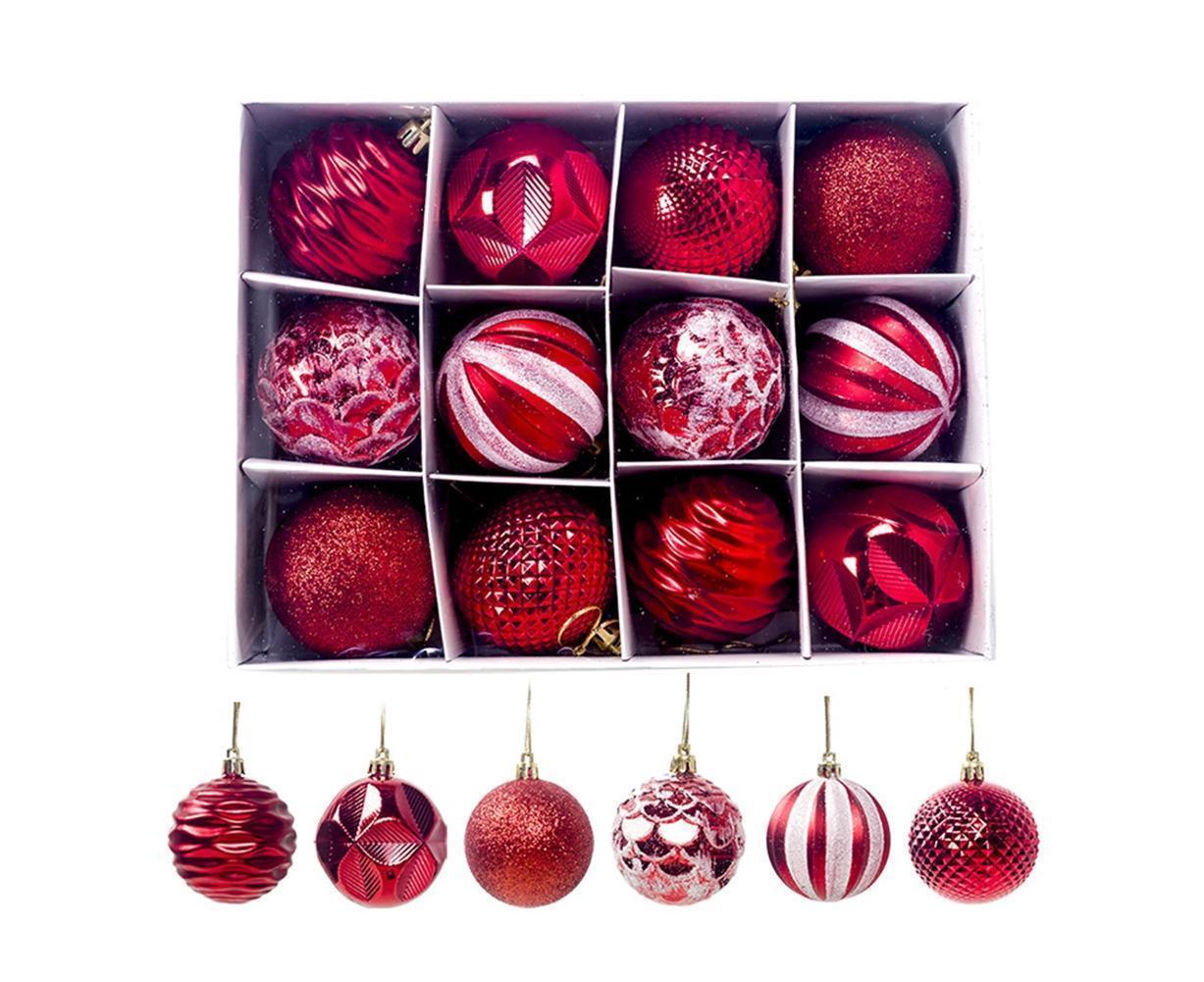12Pcs 5.5cm Glitter Baubles Balls Christmas Tree Ornament Party Hanging Decor-Green V1263-JX-661
