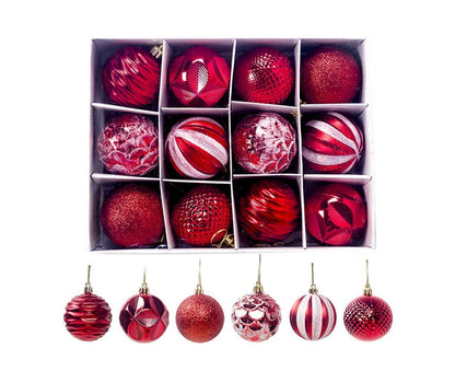 12Pcs 5.5cm Glitter Baubles Balls Christmas Tree Ornament Party Hanging Decor-Green V1263-JX-661