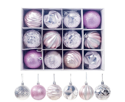 12Pcs 5.5cm Glitter Baubles Balls Christmas Tree Ornament Party Hanging Decor-Green V1263-JX-661