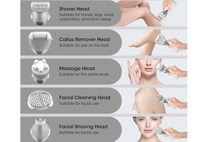 7 in 1 Epilator Hair Removal for Women Face Massage and Body Exfoliator V1263-JX-6615