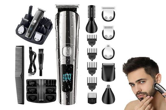 Beard Trimmer for Men Electric Razor & Shaver Cordless Hair Clippers Trimmers Set Grooming Kit Face Nose Hair V1263-JX-6616