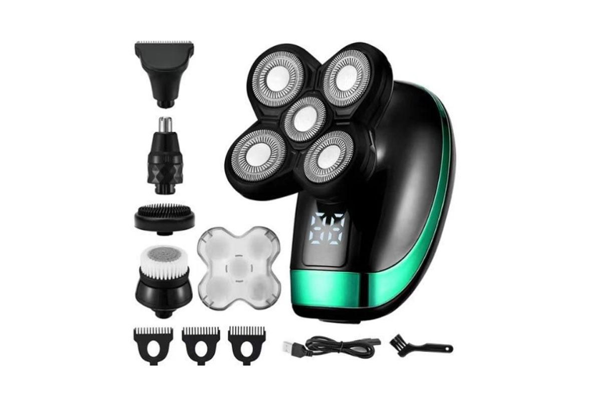 Detachable Head Shavers for Men 5 in 1 Electric Waterproof Digital Display Razor Wet/Dry Bald Head Shavers V1263-JX-6619