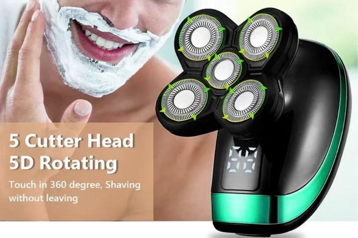 Detachable Head Shavers for Men 5 in 1 Electric Waterproof Digital Display Razor Wet/Dry Bald Head Shavers V1263-JX-6619