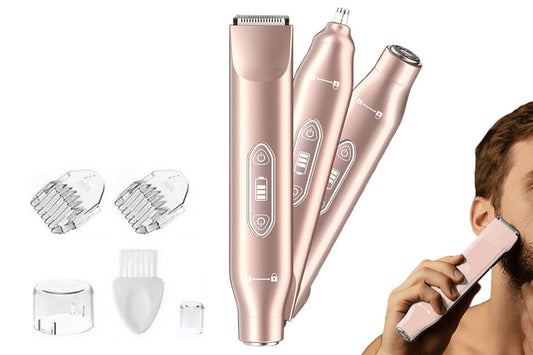 3-in-1 Electric Shaver Nose Hair Trimmer for Face Body Bikini Underarm and Legs - Gold V1263-JX-6621-1
