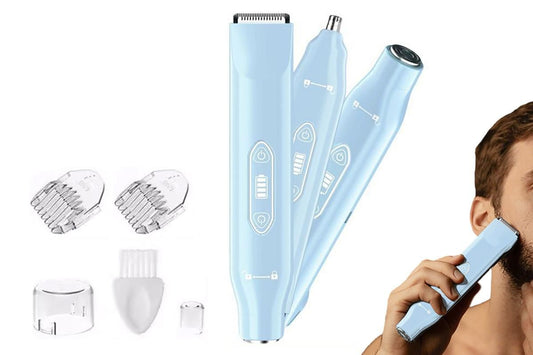 3-in-1 Electric Shaver Nose Hair Trimmer for Face Body Bikini Underarm and Legs - Blue V1263-JX-6621-3