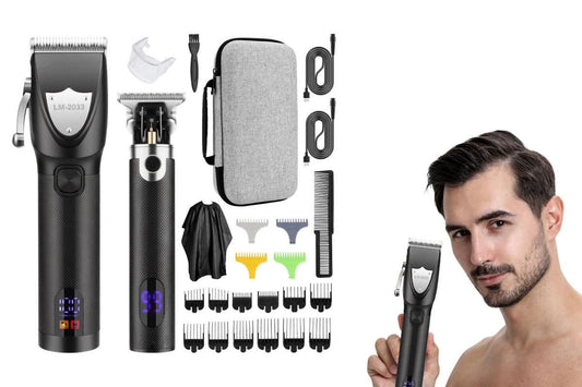 Cordless Hair Clippers for Men Trimmers Set and Barber Clippers for Haircut Beard Trimmer Kit with LCD V1263-JX-6622-1