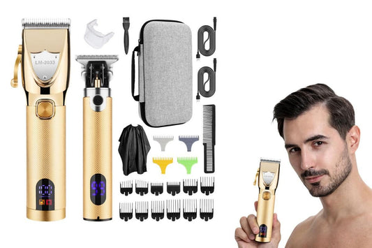 Cordless Hair Clippers for Men Trimmers Set and Barber Clippers for Haircut Beard Trimmer Kit with LCD V1263-JX-6622-2