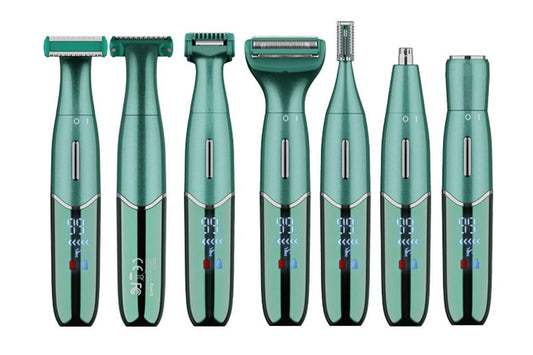 6-in-1 Women Electric Shaver Replaceable Heads for Whole Body Private Epilator Shaving Razor - Green V1263-JX-6631-3