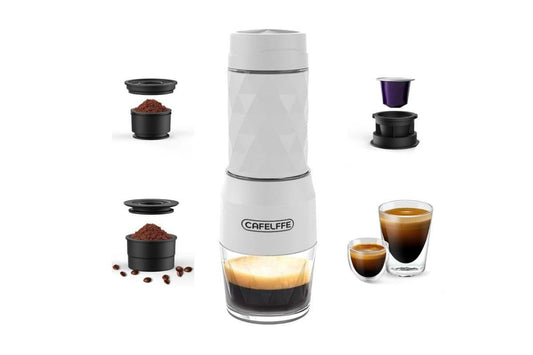 3 in 1 Portable Coffee Maker,Single Serve Manual Espresso Machine For Camping, Travel, Hiking, Fishing - White V1263-JX-6650-2