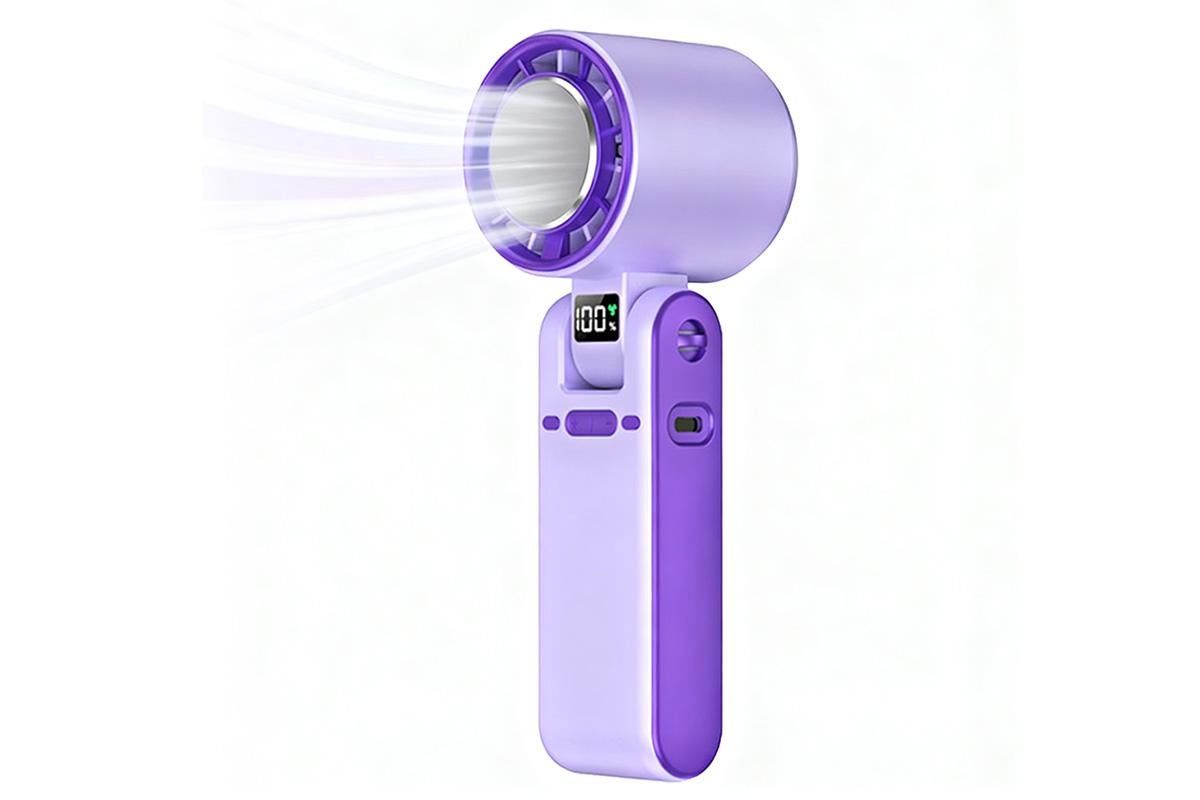 Handheld Portable Fan with Ice Cooler 100-Speed Rechargeable Handheld Fan - Purple V1263-JX-6656-1