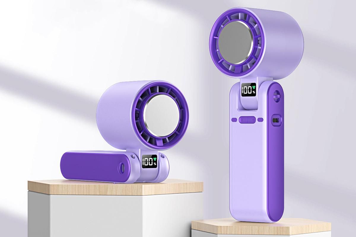 Handheld Portable Fan with Ice Cooler 100-Speed Rechargeable Handheld Fan - Purple V1263-JX-6656-1
